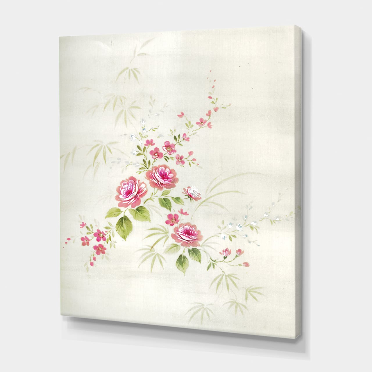 Designart - Retro Drawing of Flowers II - Vintage Canvas Wall Art Print